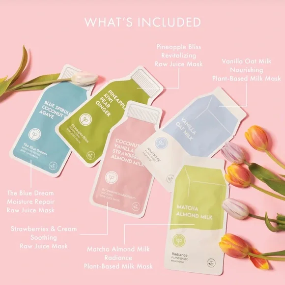 NEW Raw Juice Whole Food Facial 5 Sheet Mask Set Plant Based Skincare - Picture 2 of 12